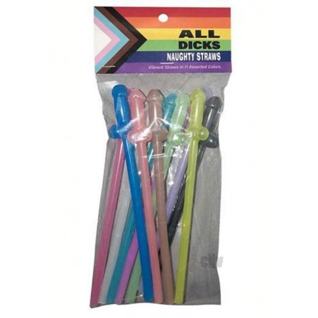 All Dicks Naughty Straws Rainbow - Serving Ware