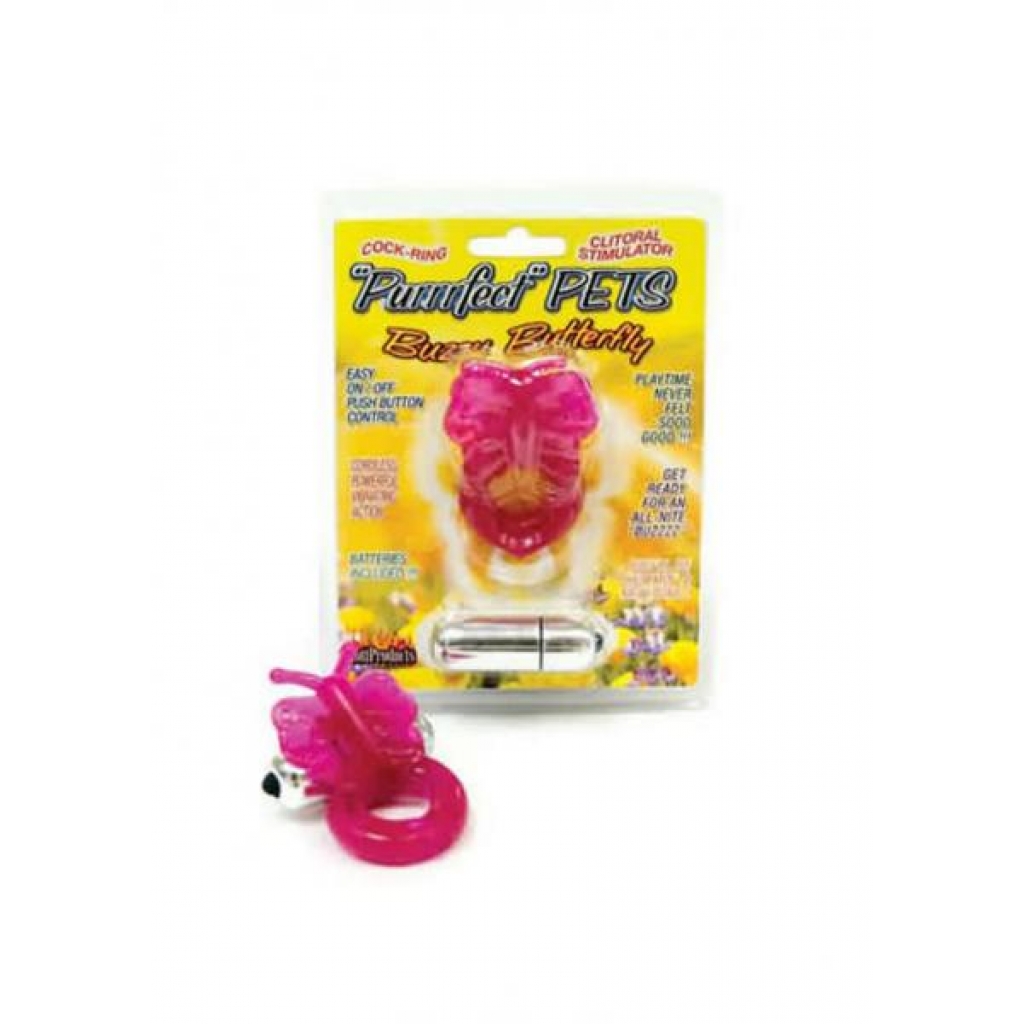 Purrrfect Pets Buzzy Butterfly Stimulator With Vibrating Bullet  Magenta - Couples Vibrating Penis Rings