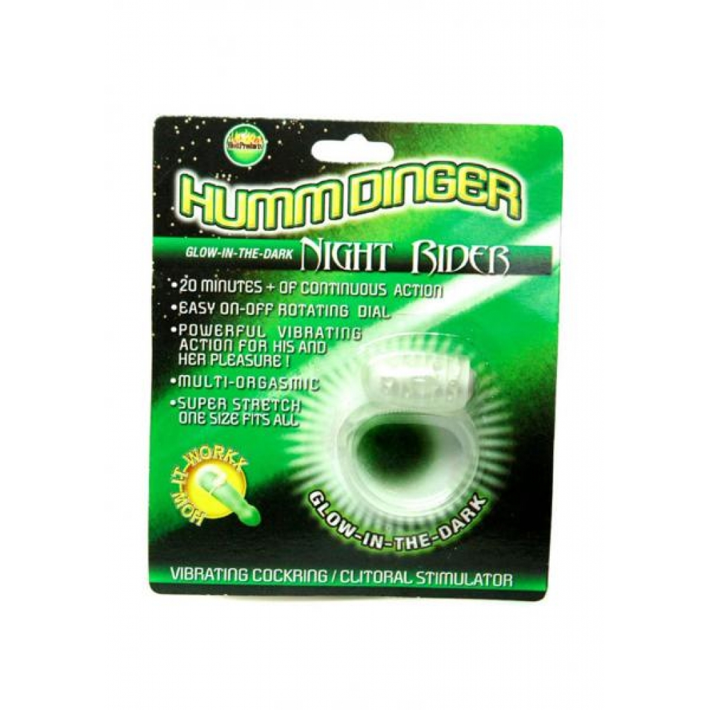 Humm Dinger Night Rider Vibrating Cockring Glow In The Dark - Couples Vibrating Penis Rings