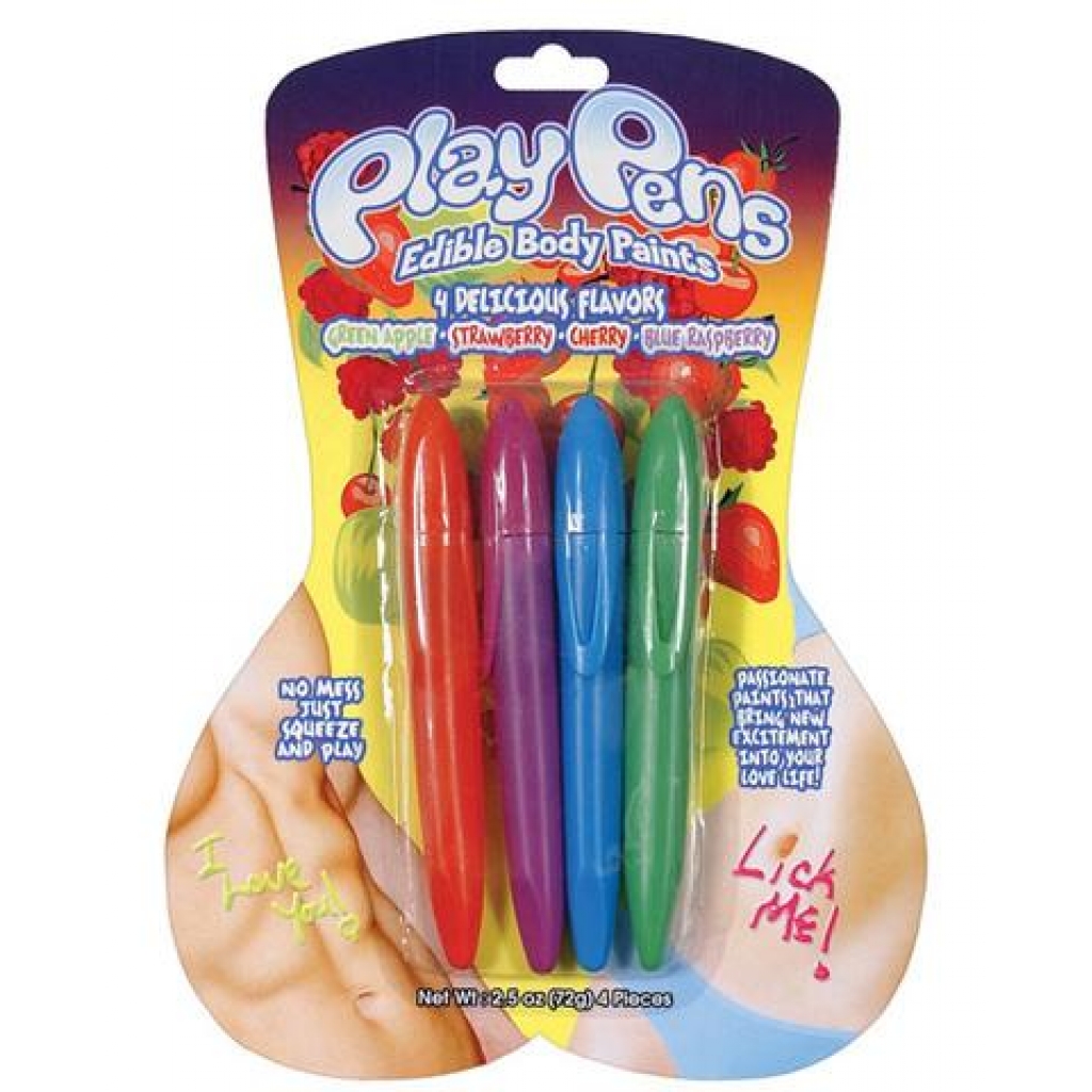 Play Pens Edible Body Paint Brushes 4 Delicious Flavors - Lickable Body