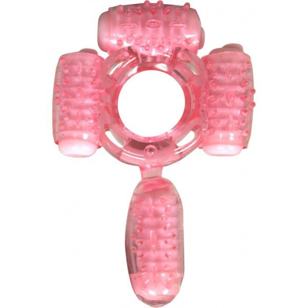 Humm Dinger Super Quad Vibrating Cock Ring Magenta - Couples Vibrating Penis Rings