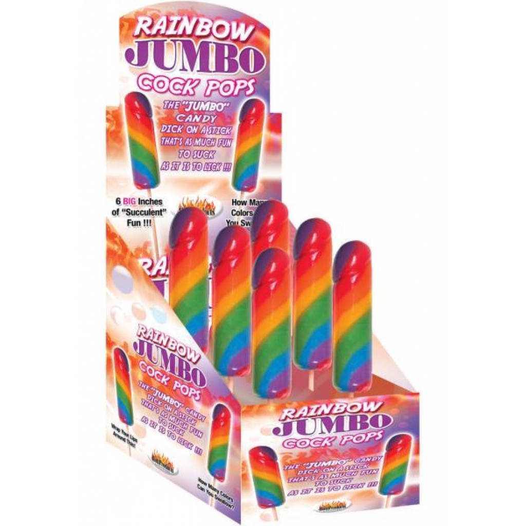 Rainbow Jumbo Cock Pops 6 Per Display - Adult Candy and Erotic Foods