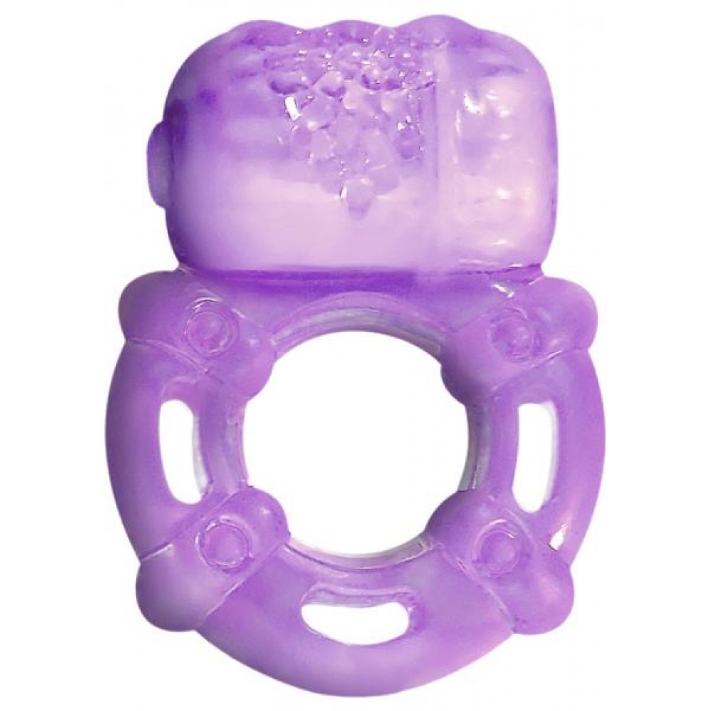 Super Stud Orgasmic Vibrating Silicone Cock Ring Waterproof Purple - Couples Vibrating Penis Rings