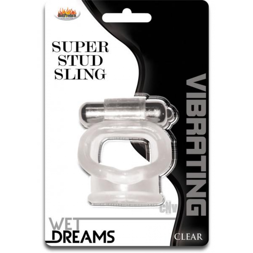 Wet Dreams Super Stud Sling Clear - Couples Vibrating Penis Rings