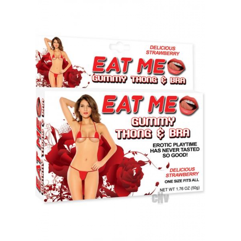 Eat Me Gummy Thong And Bra Strawberry - Adult Candy and Erotic Foods