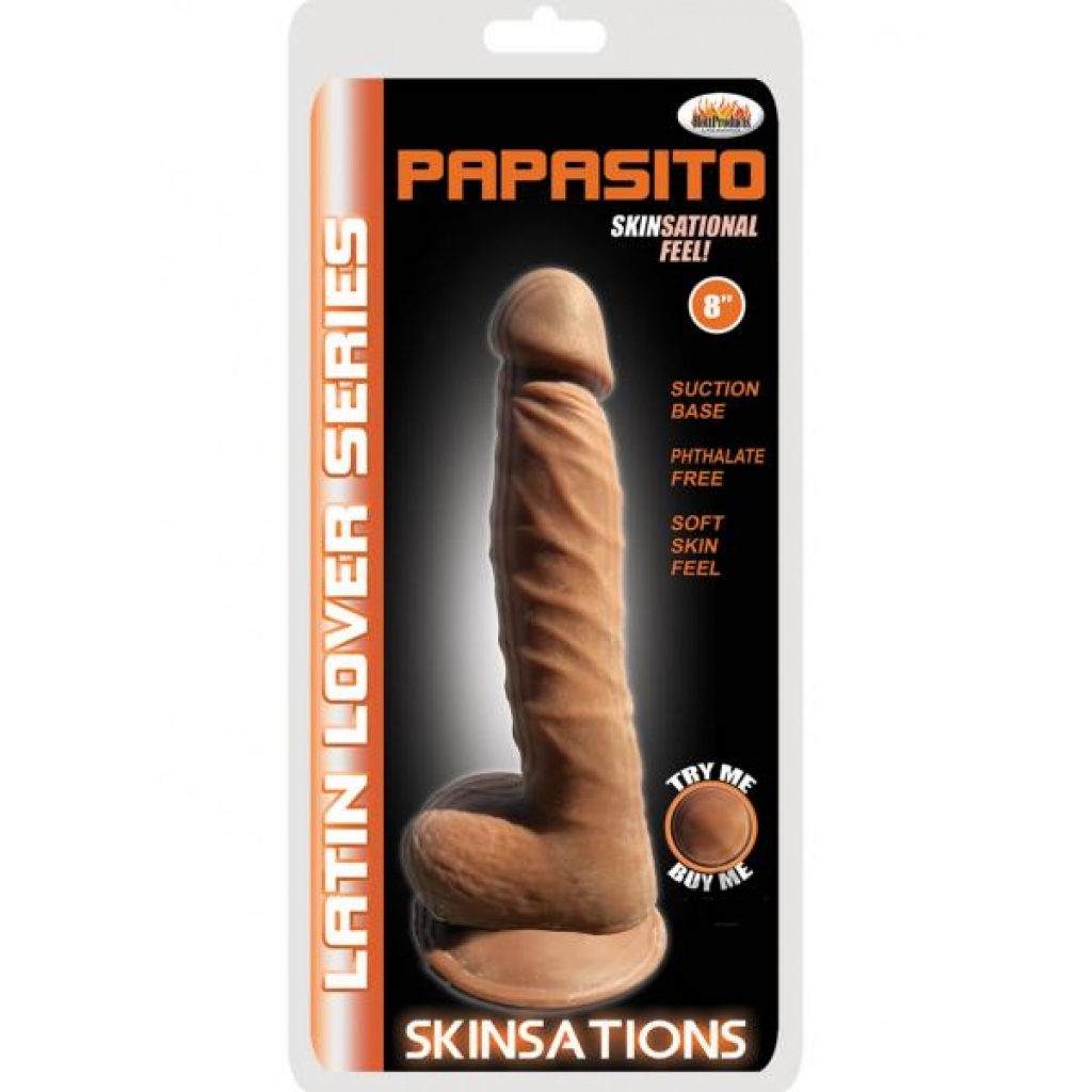 Latin Lover Papasito 8 inches Posable inner core - Tan - Realistic Dildos & Dongs