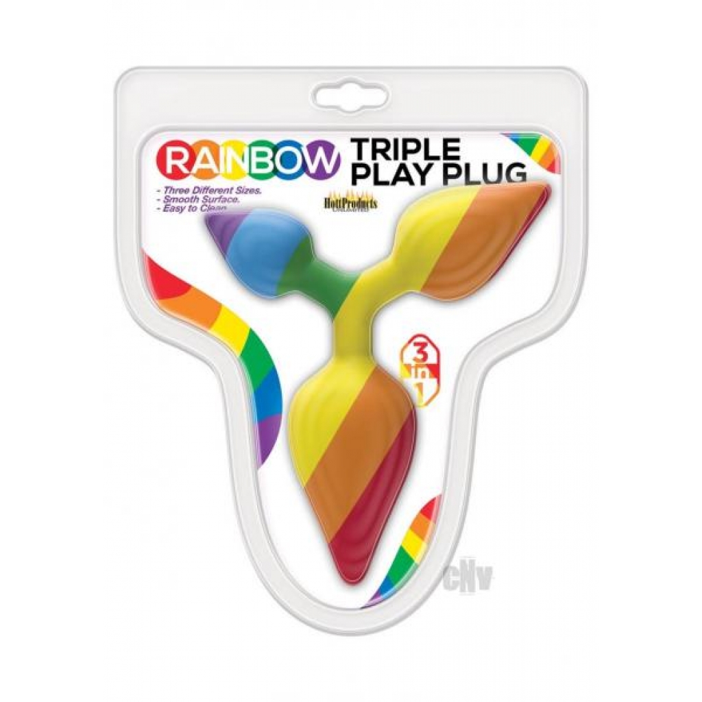 Rainbow Triple Play Butt Plug - Anal Plugs