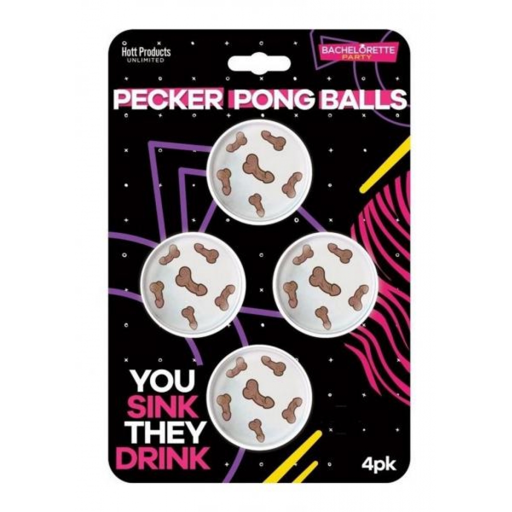 Pecker Beer Pong Balls 4pk - Party Hot Games