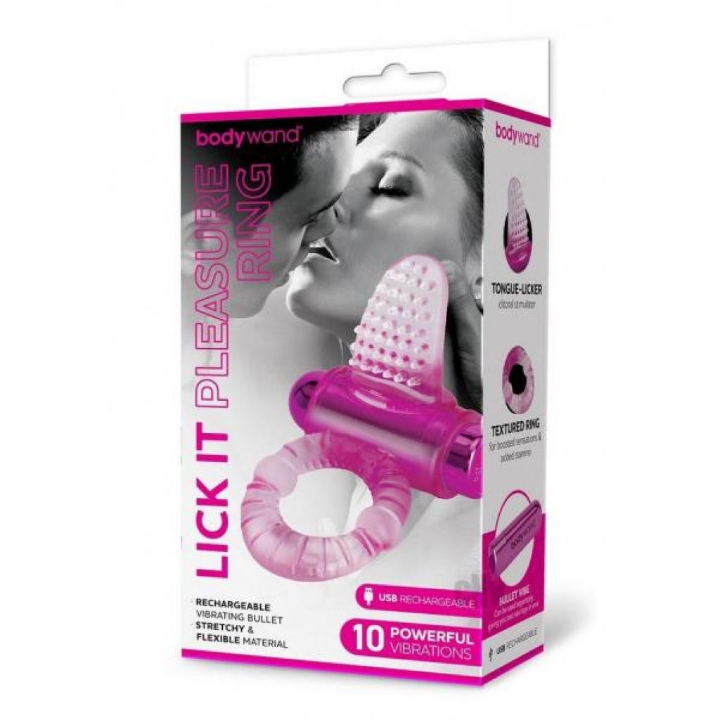 Bodywand Recharge Lick It Pleasure Pink - Couples Penis Rings