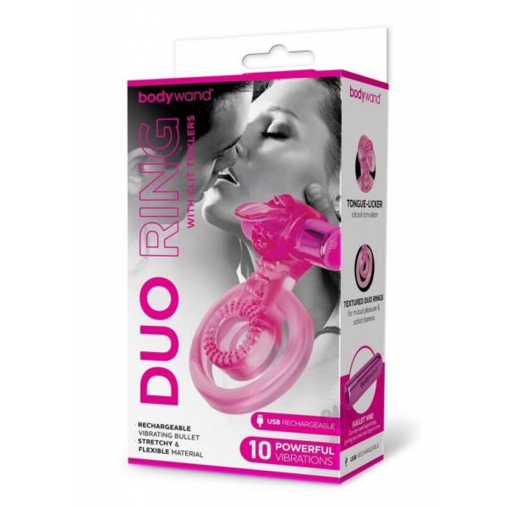 Bodywand Recharge Duo W/tickler Pnk - Couples Penis Rings