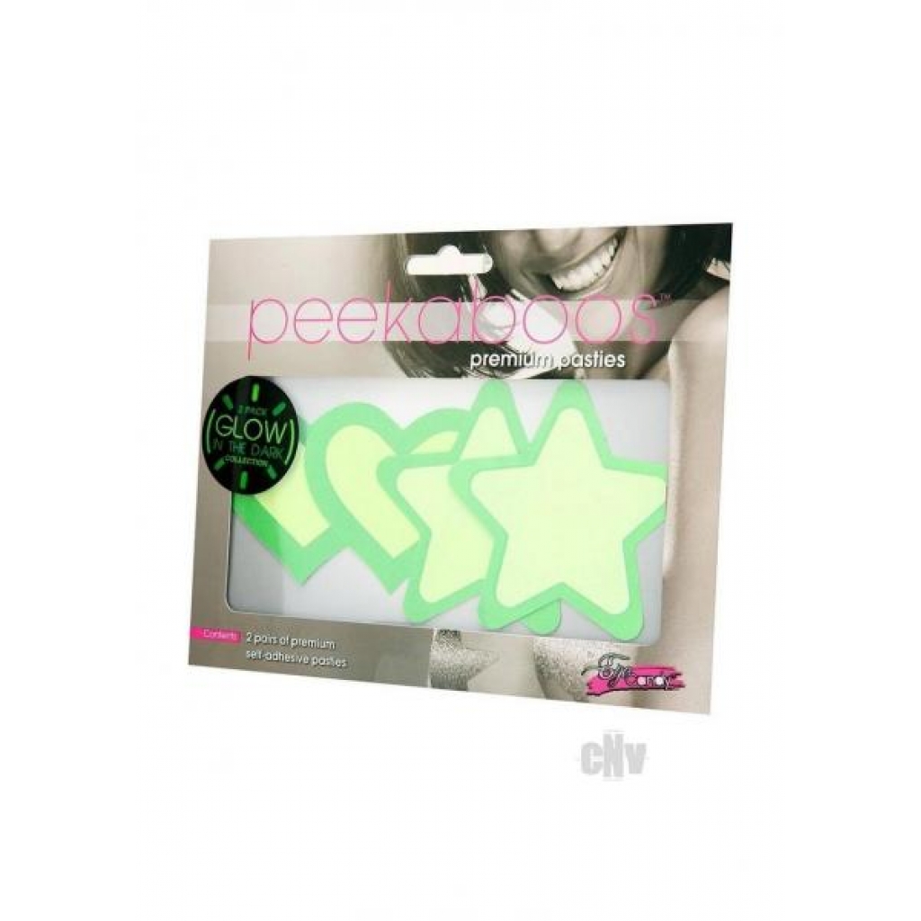 Peekaboo Gitd Hearts/stars Green - Pasties, Tattoos & Accessories