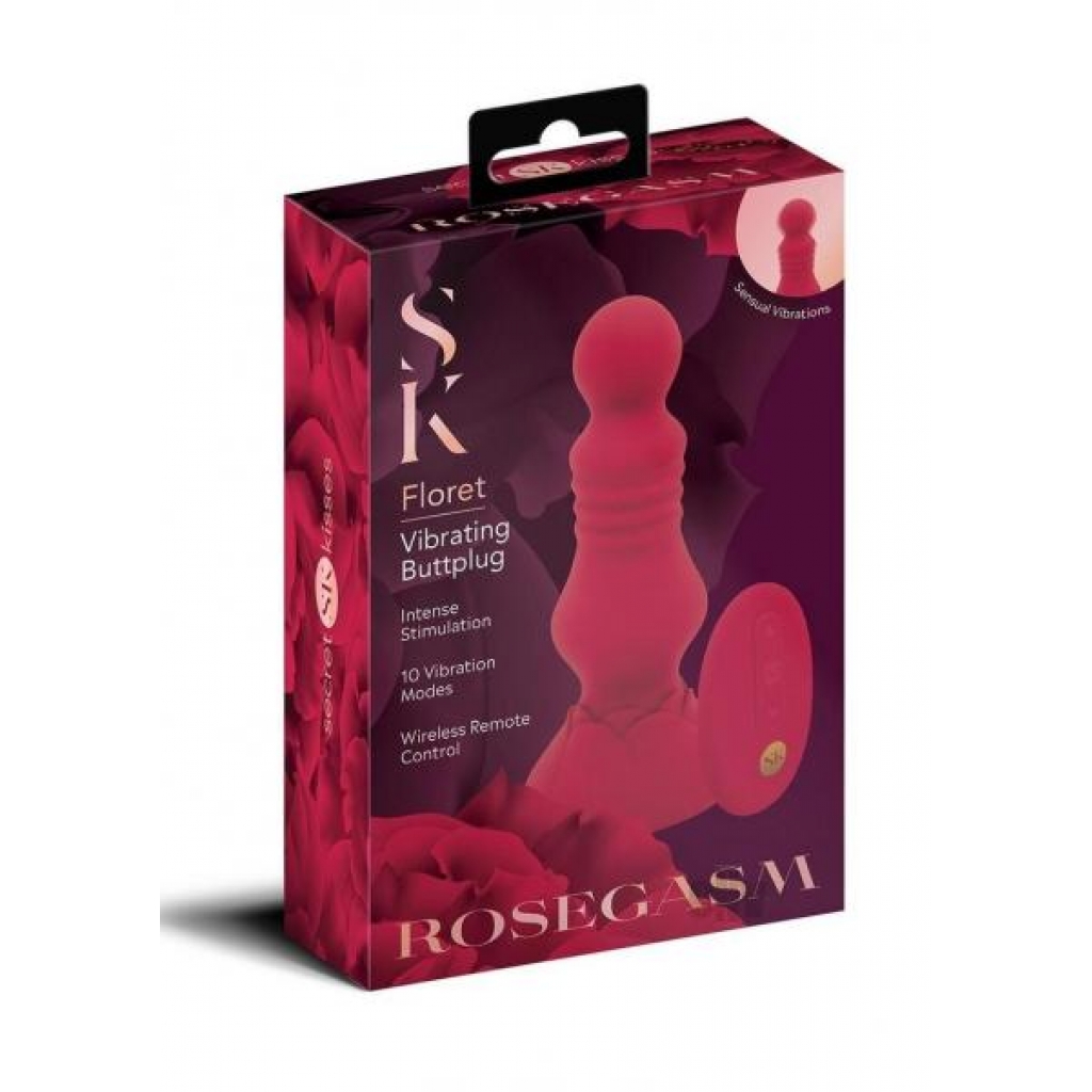 Sk Remote Vibe Floret Buttplug Red - Anal Plugs