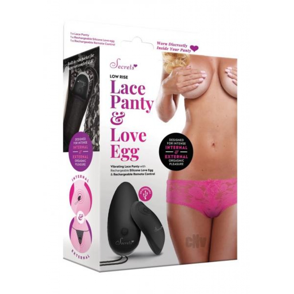 Secret Low Rise Lace Panty Egg Pink - Vibrating Panties