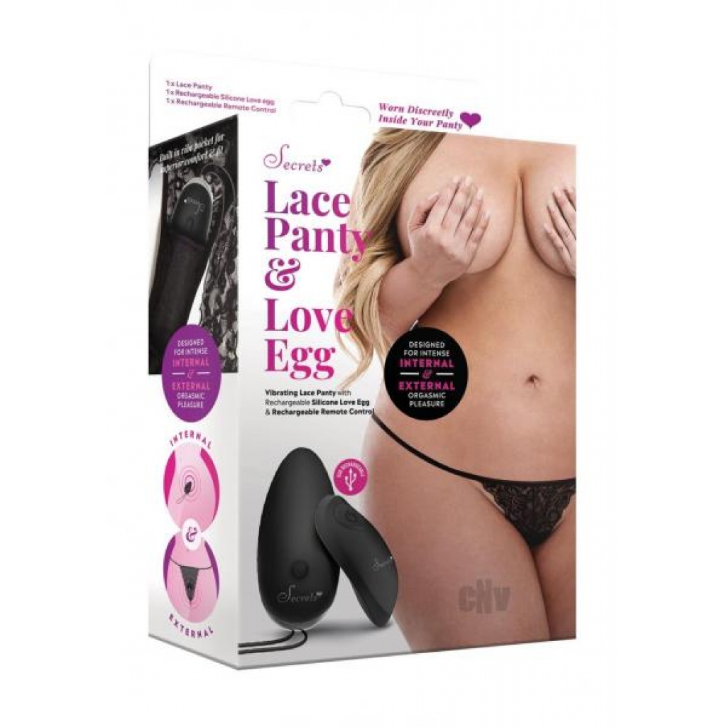 Secret Lace Panty Egg Ps Black - Vibrating Panties