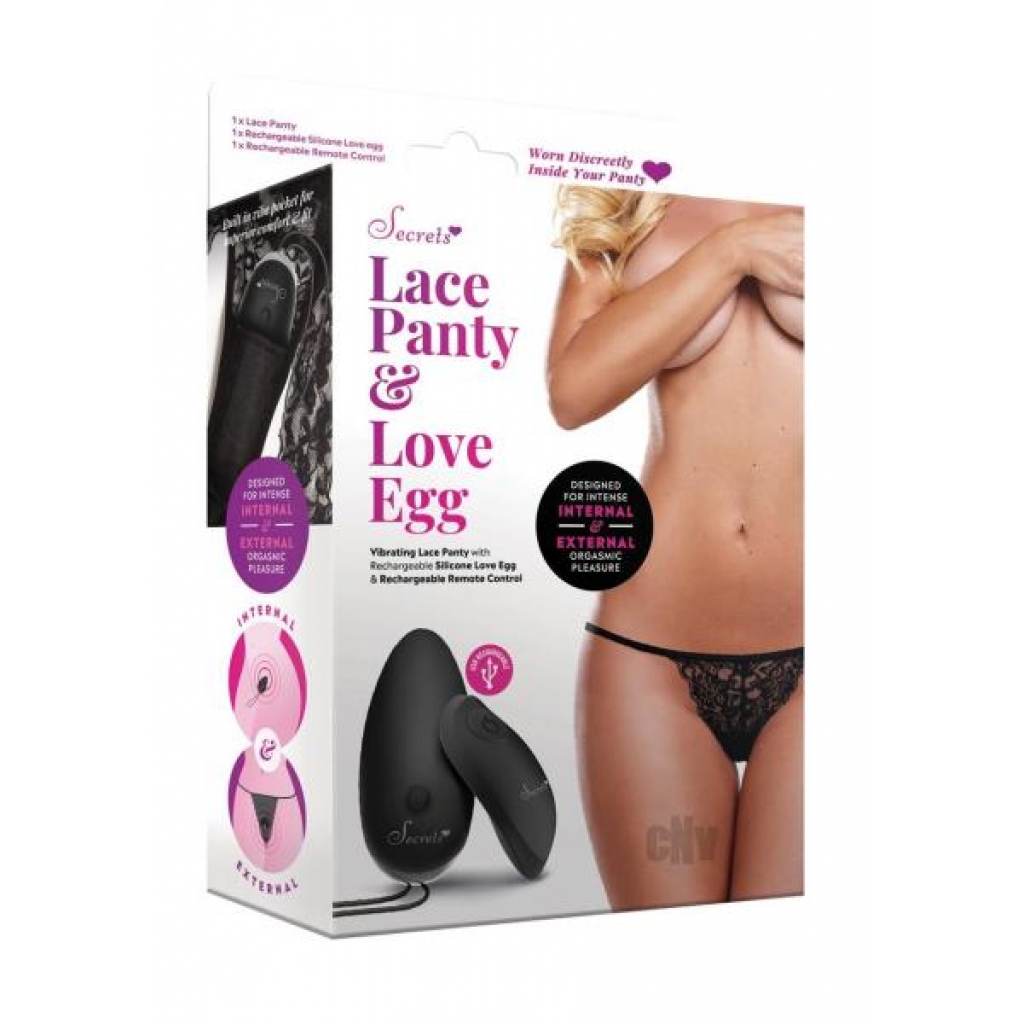 Secret Lace Panty Egg Black - Vibrating Panties