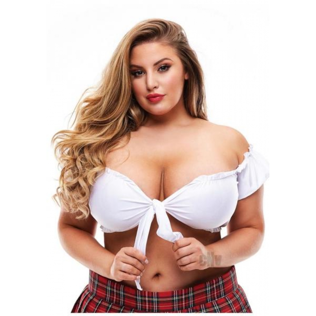 Tp Schoolgirl Tie Top Wht Xl - Sexy Costumes