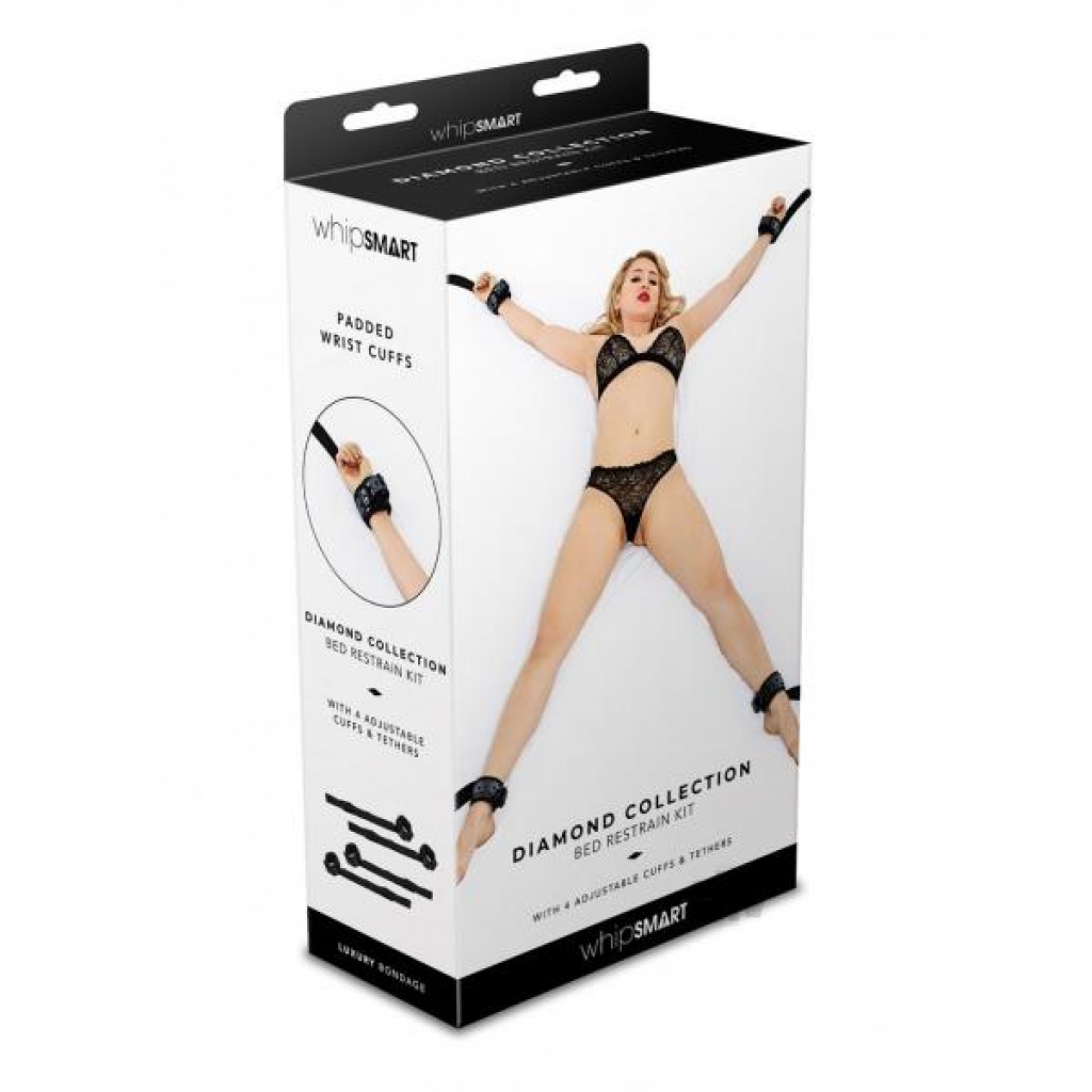 Whip Smart Diamond Bed Ties Black - Babydolls & Slips