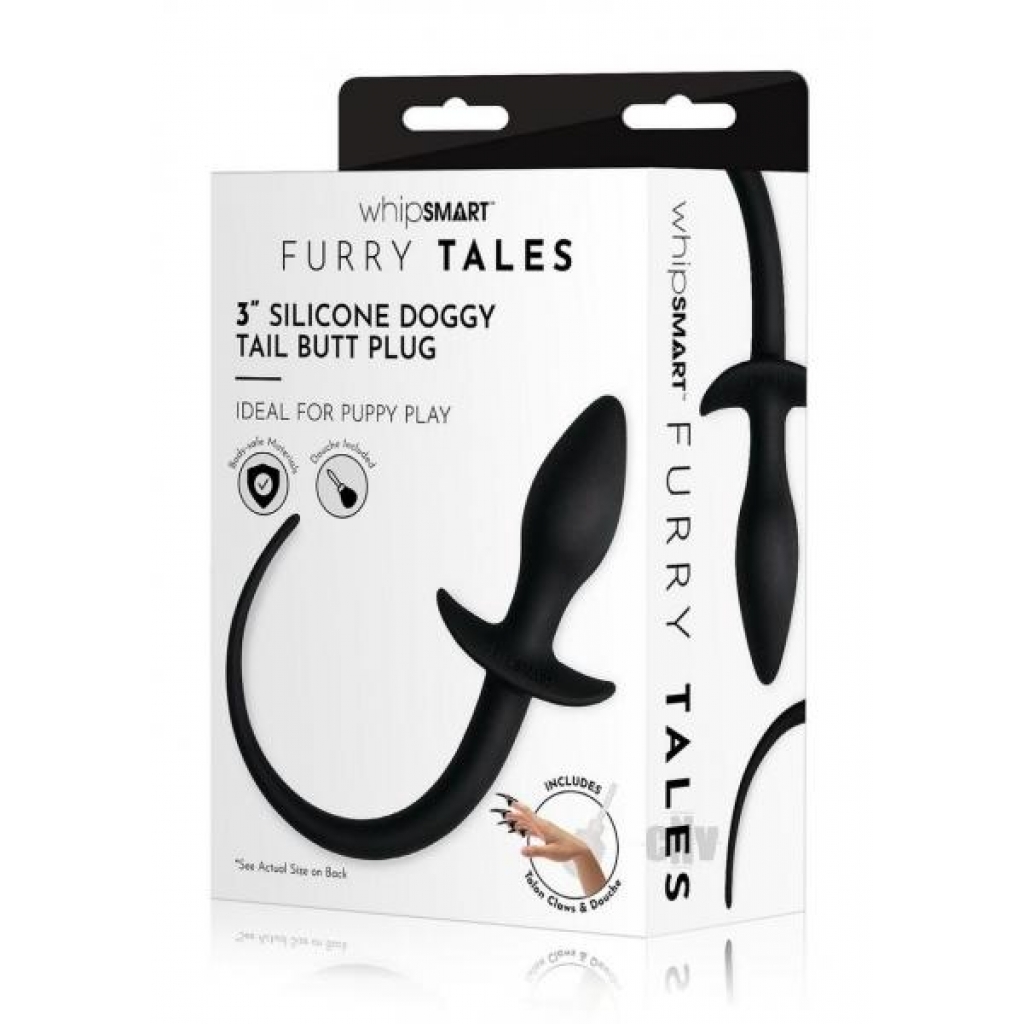 Whipsmart Play Tails Silic Doggy 3 Blk - Ankle Cuffs