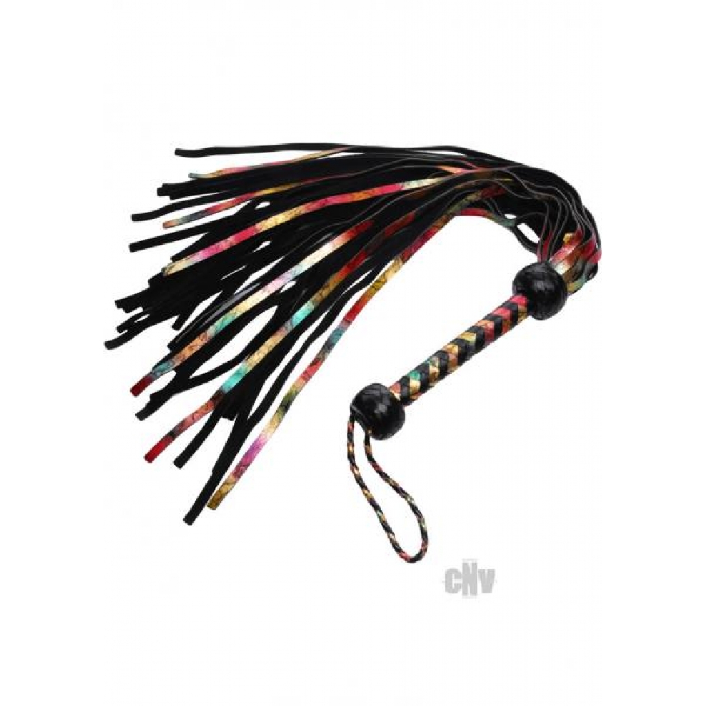 Rainbow Lambskin Leather Flogger for Sensual Play