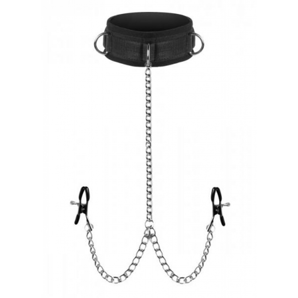 Submission Collar And Nipple Clamps - Collars & Leashes