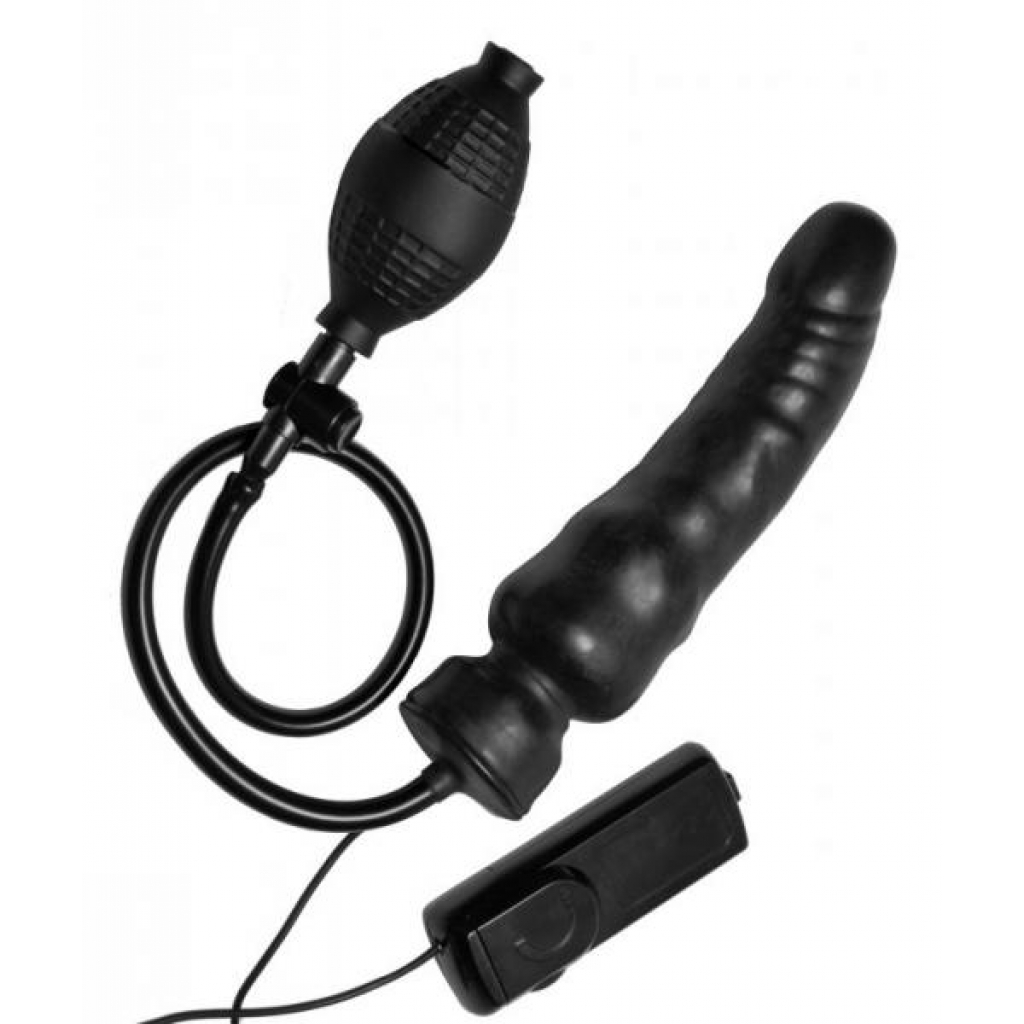 Ravage Vibrating Inflatable Dildo Black - Realistic