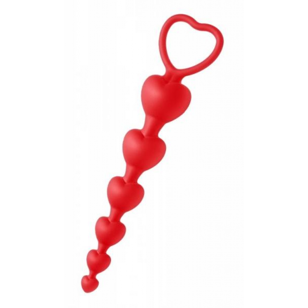 Sweet Hearts Silicone Anal Beads Red - Anal Beads