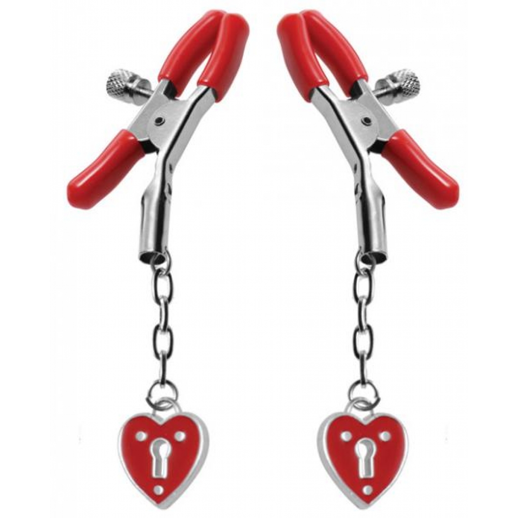 Charmed Heart Padlock Nipple Clamps - Adjustable Pleasure