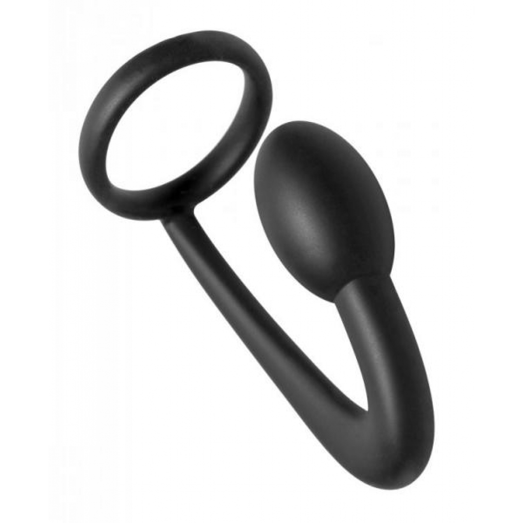 Explorer Cock Ring Prostate Plug Black - Prostate Massagers