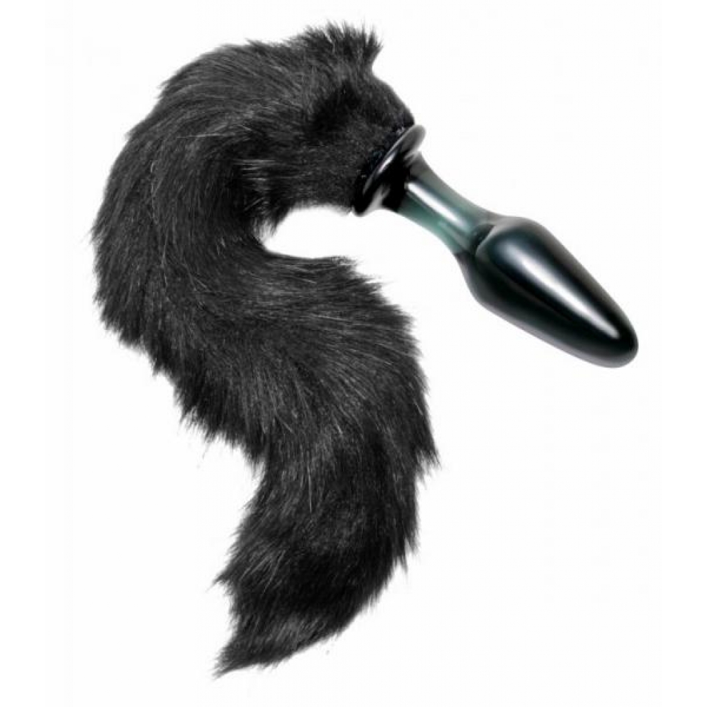 Tailz Midnight Fox Tail Glass Anal Plug Black - Anal Plugs