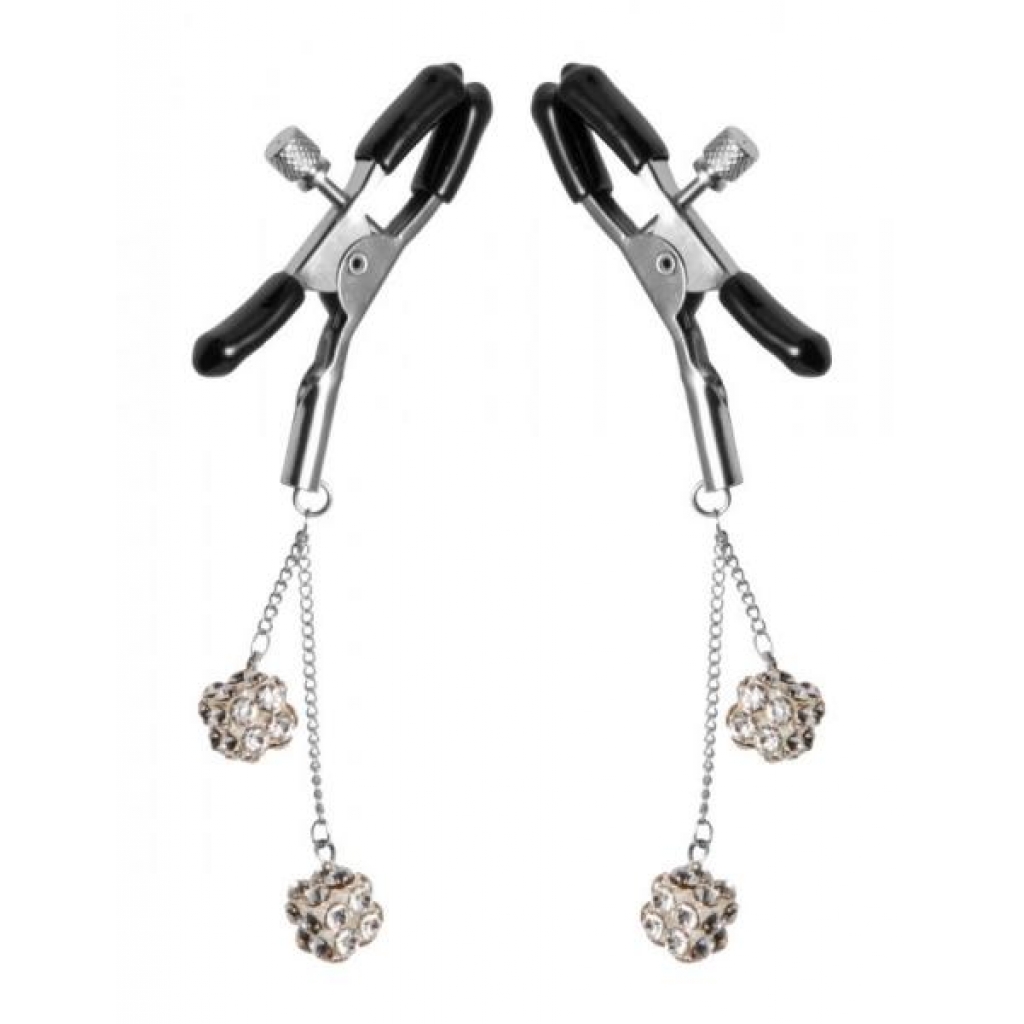 Adjustable Rhinestone Nipple Clamps with Jewel Accents