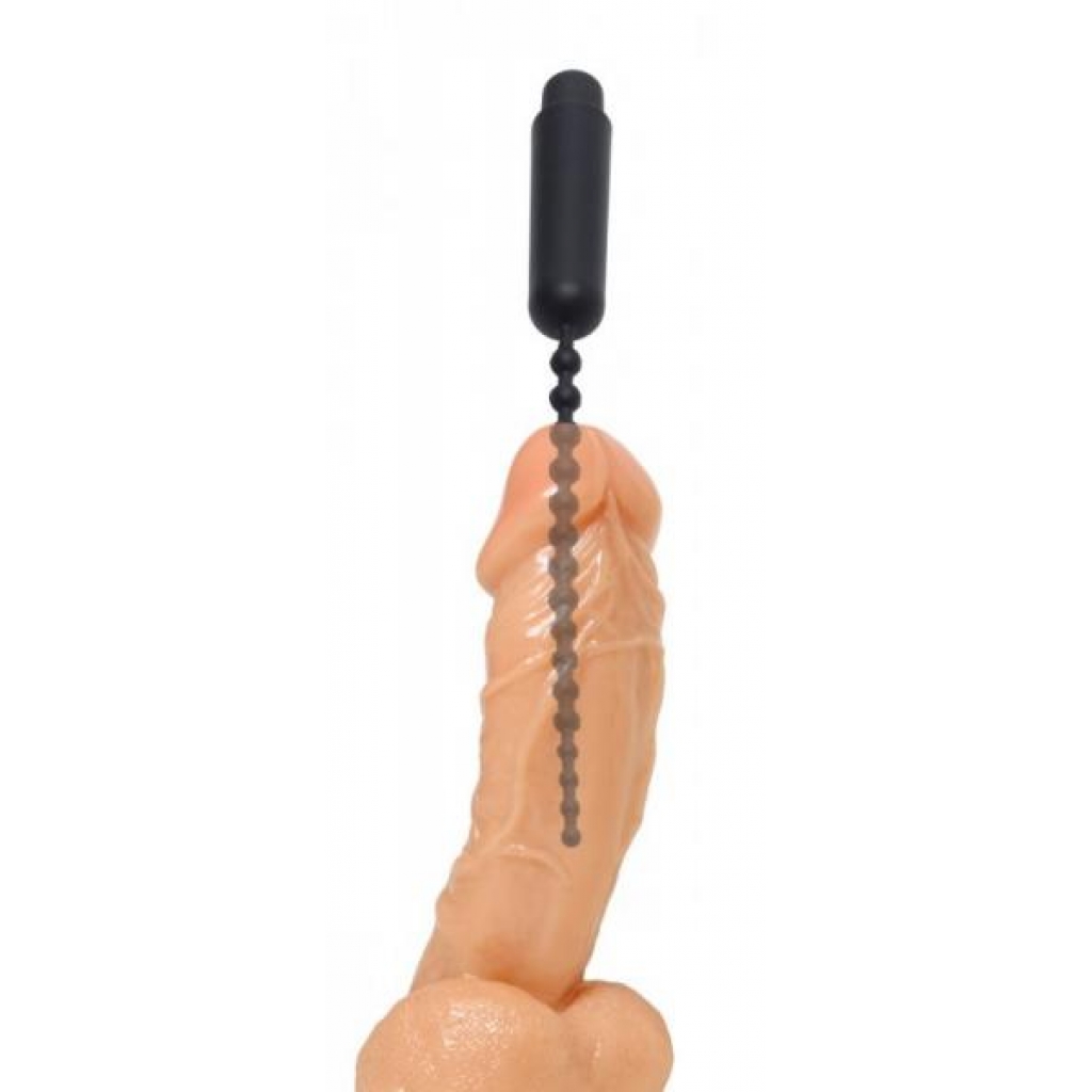 Dark Rod Vibrating Beaded Silicone Sound - Black