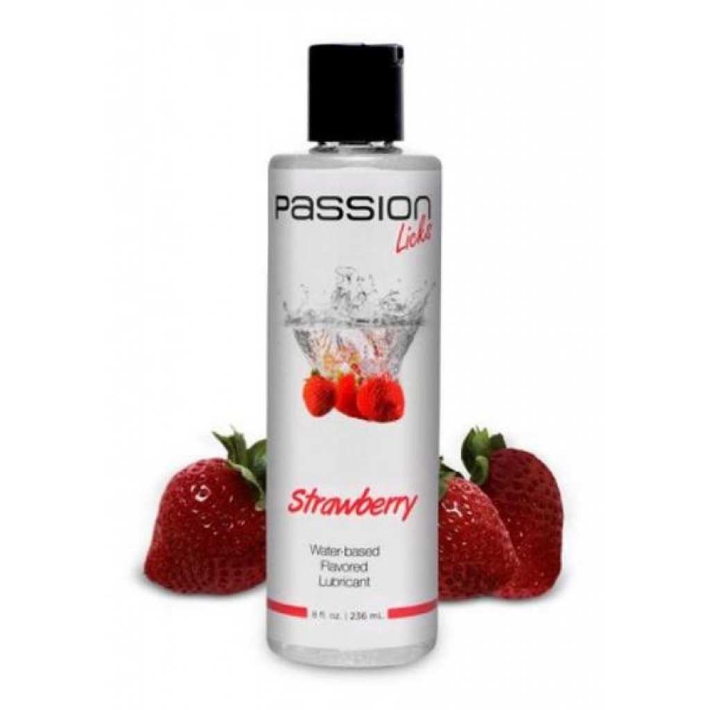 Passion Licks Flavor Lube Strawberry 8oz - Lubricants