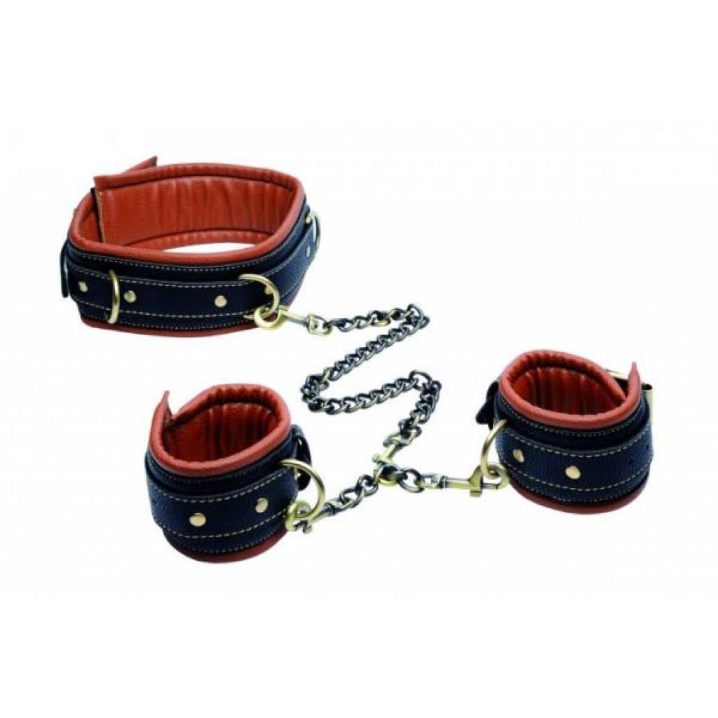 Coax Collar To Wrist Restraints Black Brown - Handcuffs