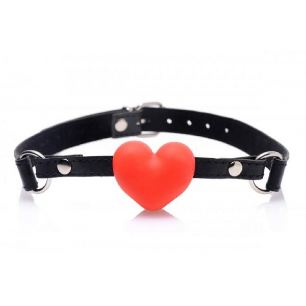 Heart Beat Silicone Heart Shaped Mouth Gag Red - Ball Gags