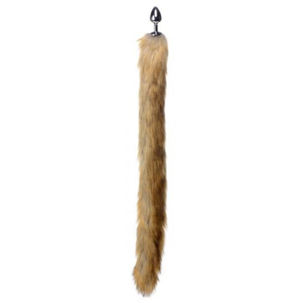 Extra Long Mink Tail Metal Anal Plug Brown - Anal Plugs