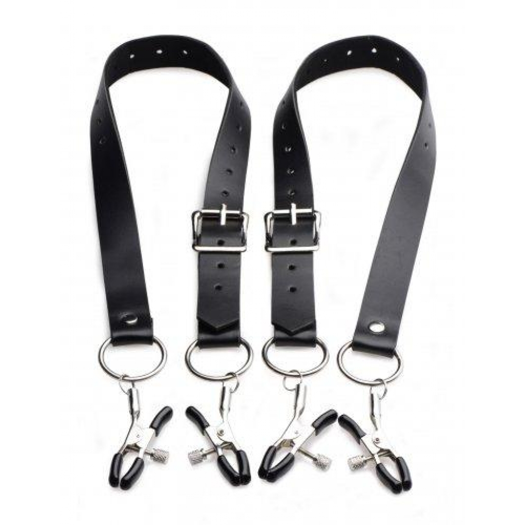 Spread Labia Spreader Straps with Clamps Black - Spreader Bars