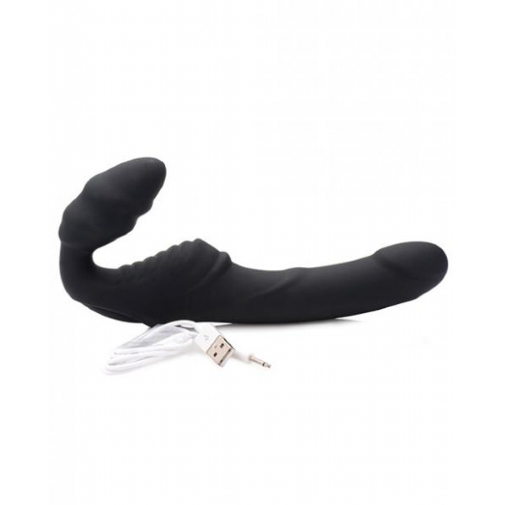 Strap U Slim Rider Ribbed Vibrating Strapless Strap On - Strapless Strap-ons