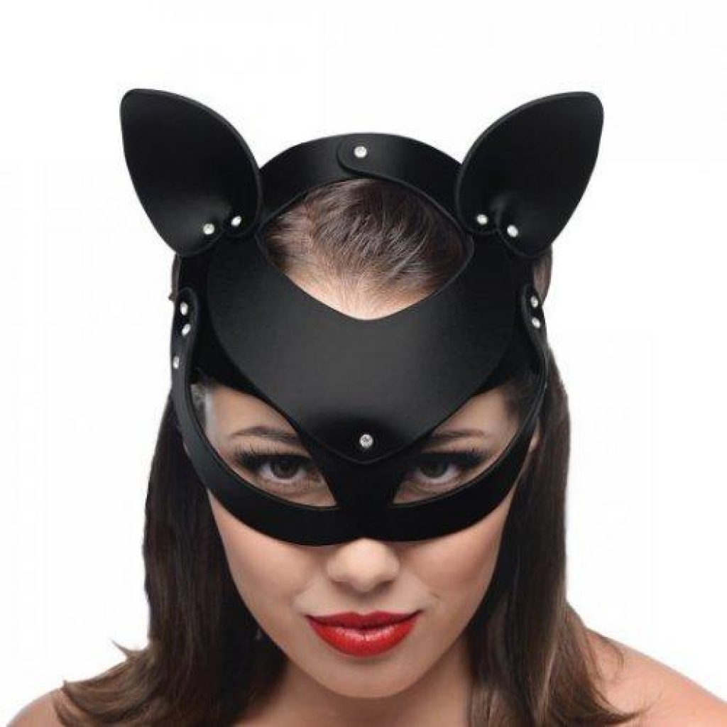 Bad Kitten Leather Cat Mask Black O/S - Fetish Clothing