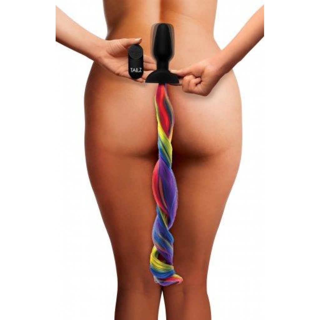 Rainbow Vibrating Pony Tail Anal Plug - Anal Plugs