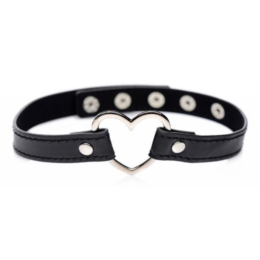 Dark Heart Chrome Black Choker - Stylish BDSM Accessory