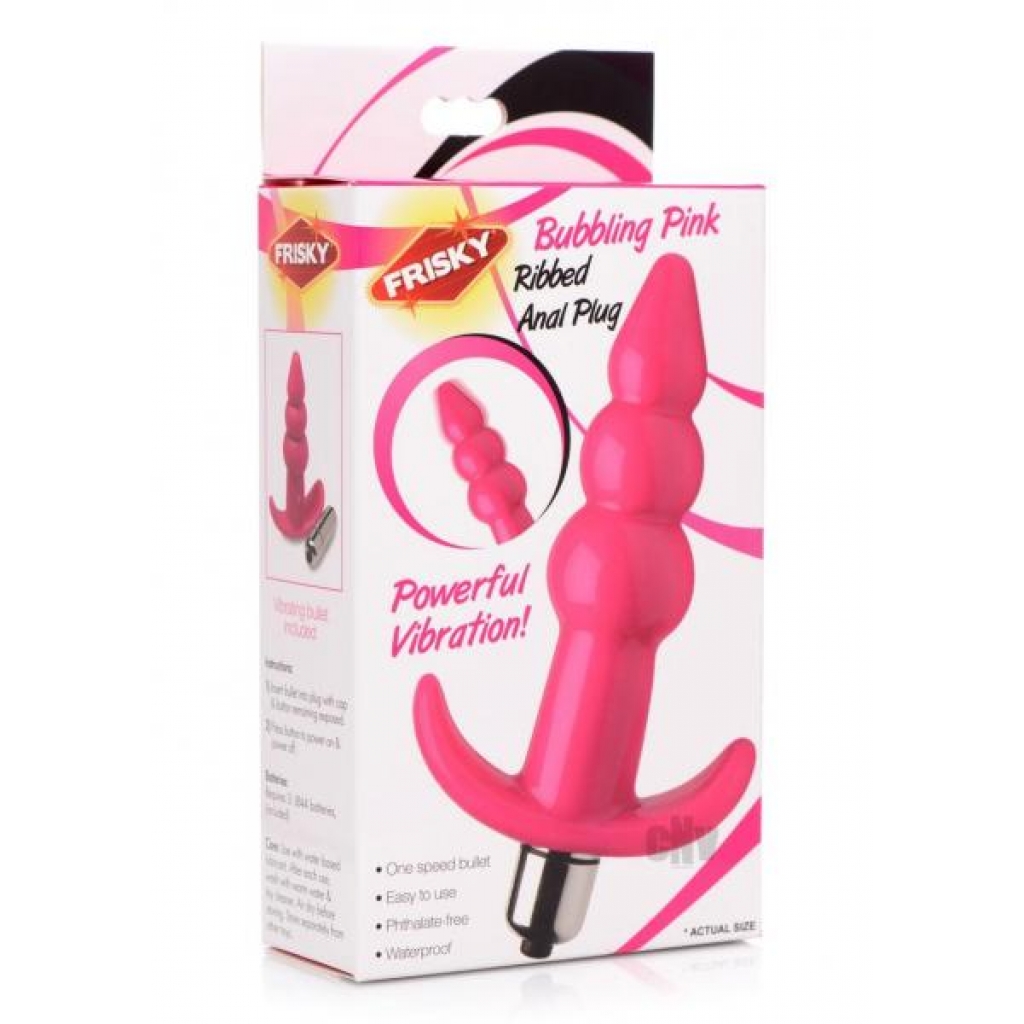 Frisky Bubbling Pink Ribbed Anal Plug - Anal Plugs