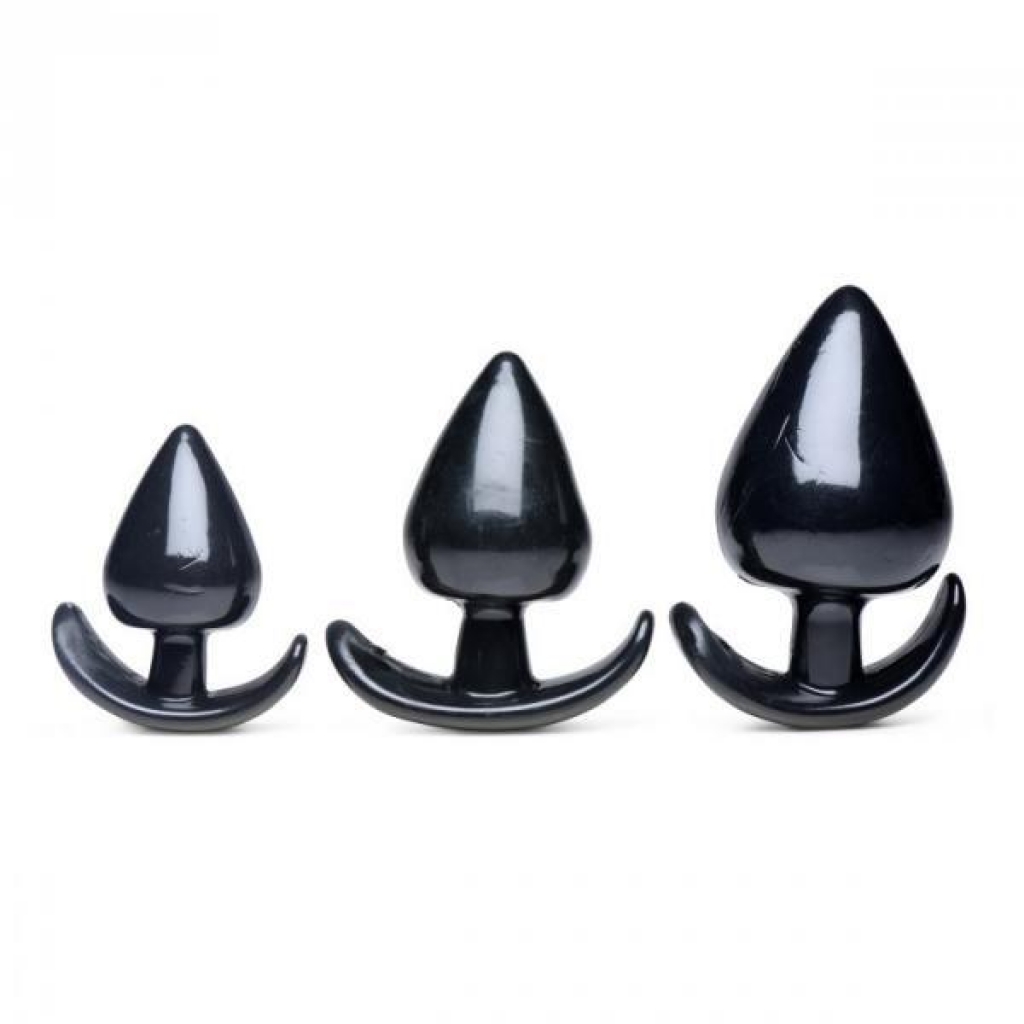 Triple Spades 3 Piece Anal Plug Set Black - Anal Trainer Kits