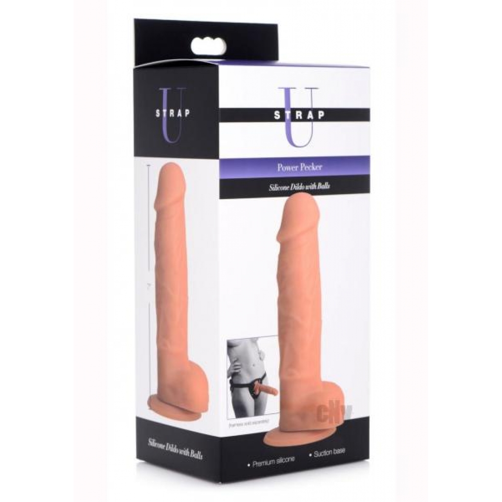 Strap U Silicone Dildo W/balls Flesh - Realistic Dildos & Dongs