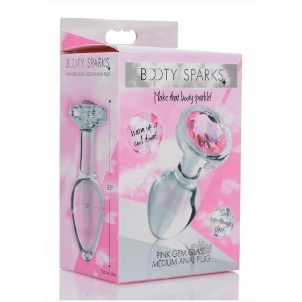 Booty Sparks Pink Gem Glass Anal Plug Md - Anal Plugs