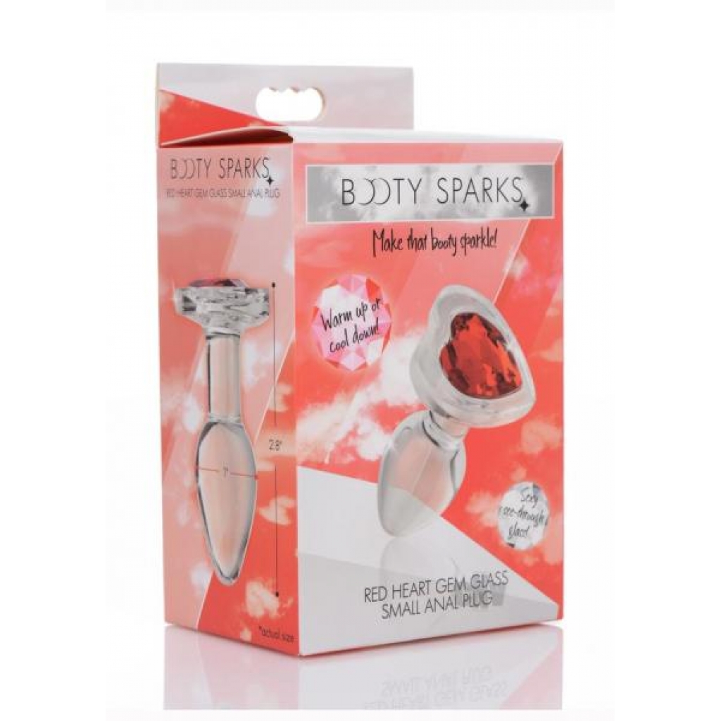 Booty Sparks Red Heart Glass Plug Sm - Anal Plugs