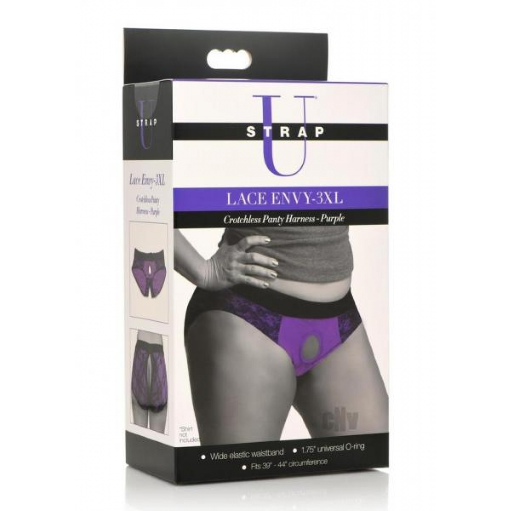 Strap U Lace Envy Crotchless 3xl Purple - Harnesses