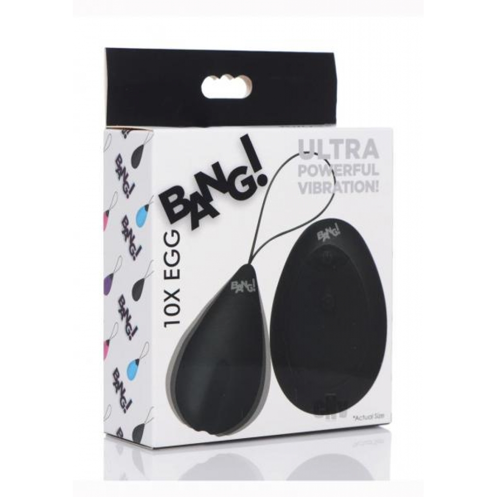 Bang 10x Silicone Vibrating Egg Black - Hands Free Vibrators