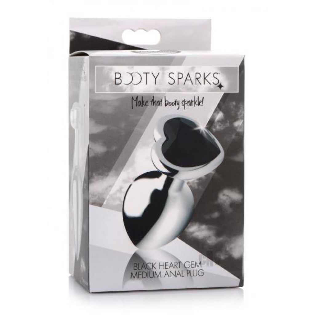 Booty Sparks Black Heart Gem Plug Md - Anal Plugs