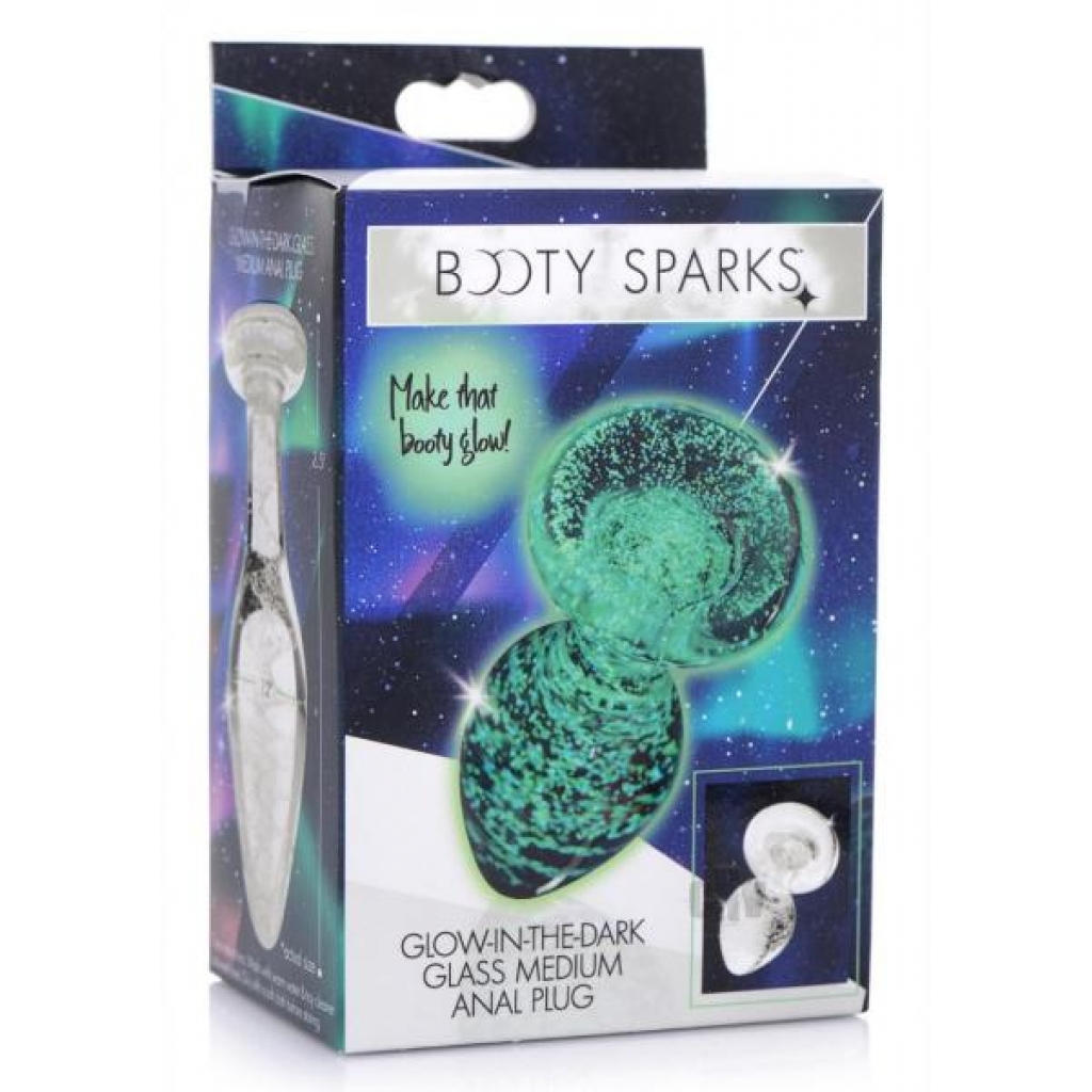 Booty Sparks Glow Glass Plug Md - Anal Plugs