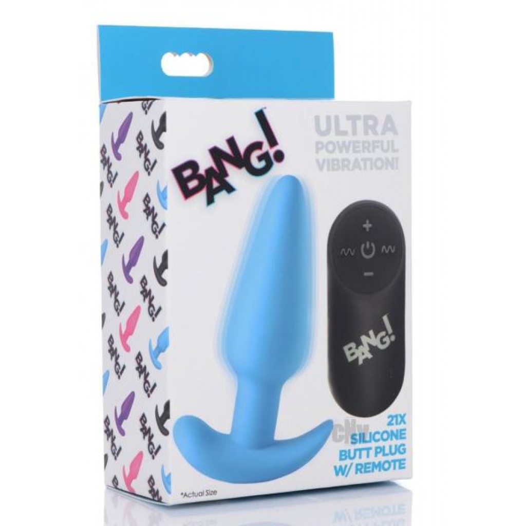 Bang 21x Vibe Butt Plug W/remote Blue - Anal Plugs